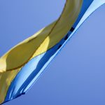Picture of the blue and yellow flag of Ukraine, decorative